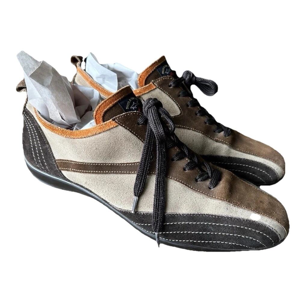 Paul & Shark Suede Sneakers Mens US 9 Italy Luxury Casual Lace Up Shoes Brown